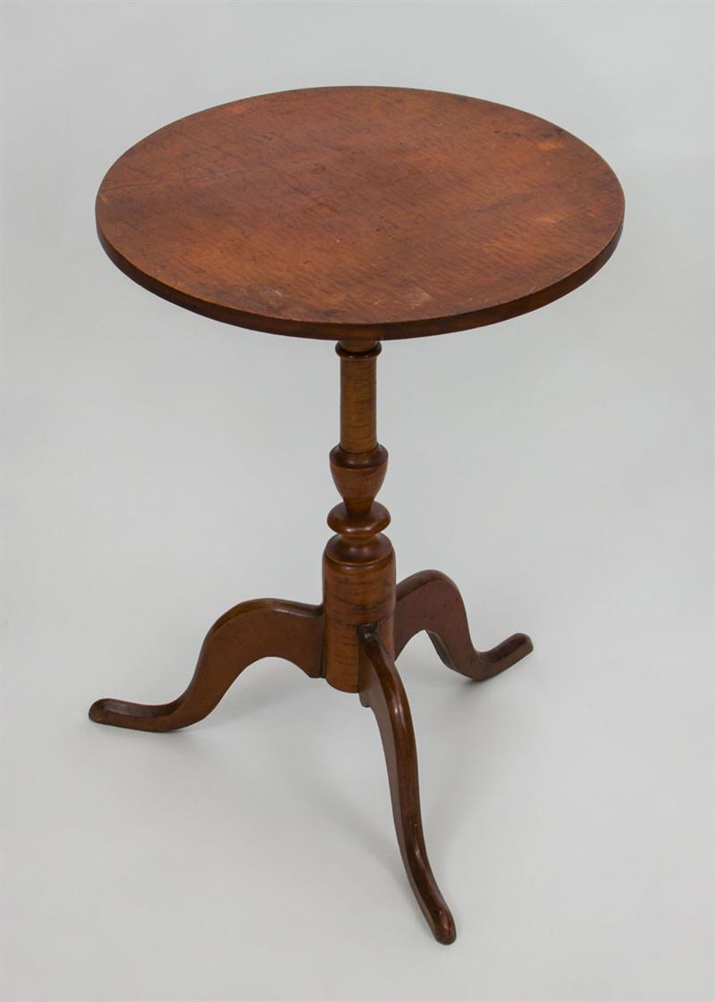 Appraisal: AMERICAN TIGER MAPLE CANDLESTAND x in diam Estimate -