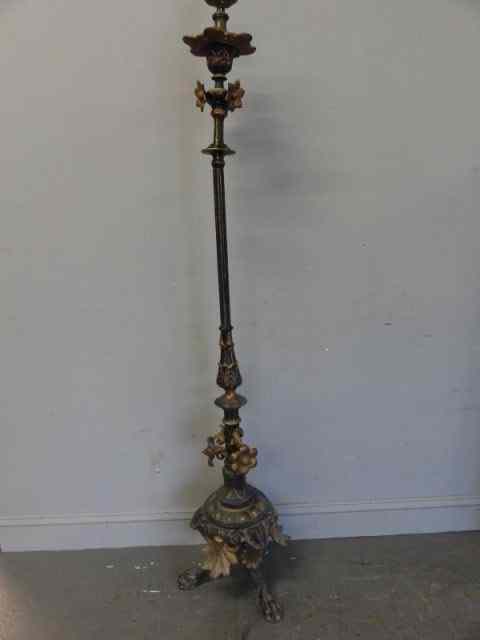 Appraisal: Victorian Ebonized Gilt Iron Lamp From a Rye NY estate