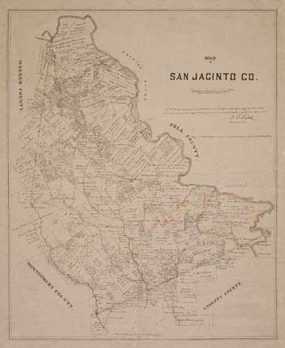 Appraisal: TEXAS Texas Land Office Map of San Jacinto Co Lithographed