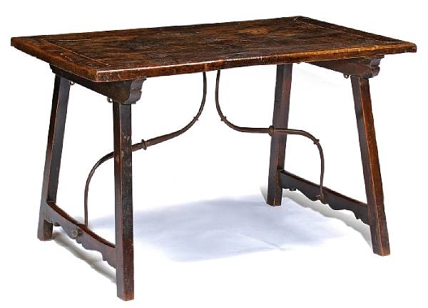 Appraisal: An Italian Baroque iron mounted walnut library table late th