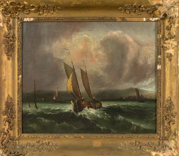 Appraisal: J A Knight British th Century Sailboats on Rough Waters