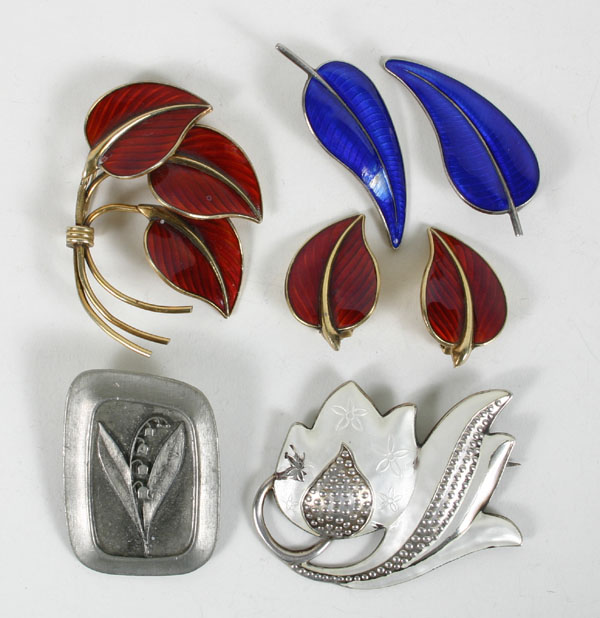 Appraisal: Assorted enameled and sterling brooches pc including Magnus Aase Norway