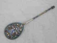 Appraisal: A Russian silver cloisonne enamel table spoon Moscow c approx