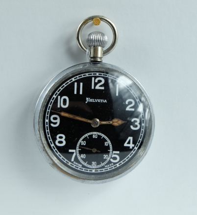 Appraisal: Helvetia Military pocket watch with black dial marked to the