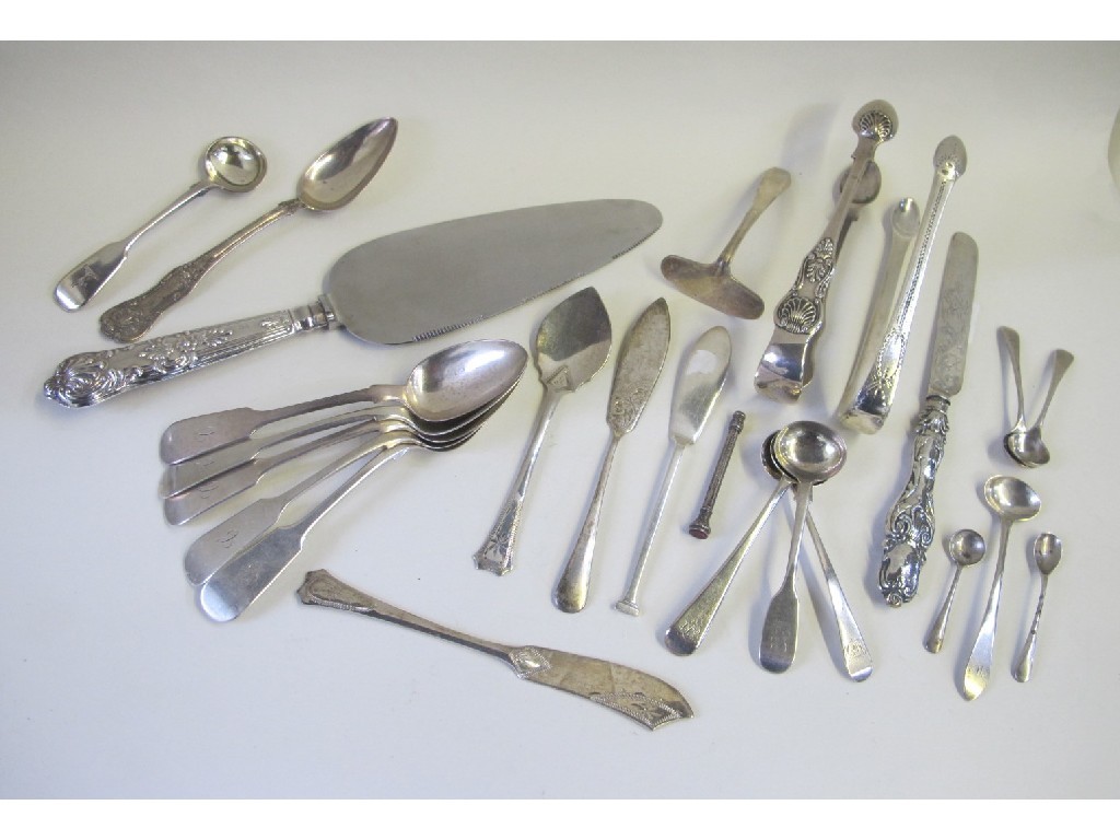 Appraisal: Lot comprising assorted silver spoons and tongs and a silver