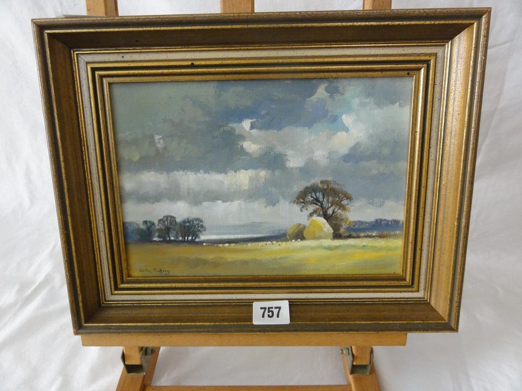 Appraisal: An oil painting on canvas board of a country landscape