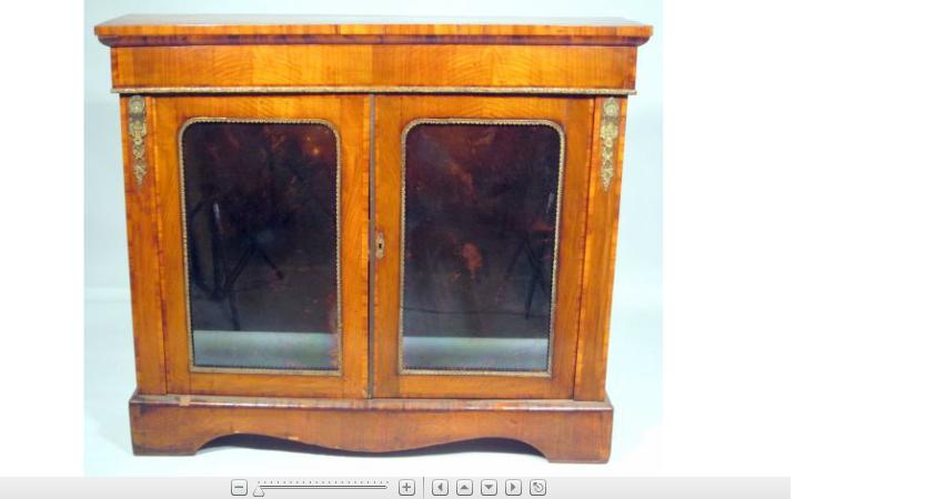 Appraisal: Edwardian crossbanded and gilt metal mounted walnut side cabinet the