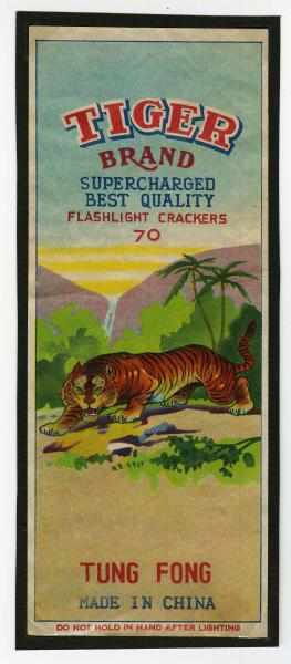 Appraisal: Tiger -Pack Firecracker Label Class Manufactured by Kee Chong Hong