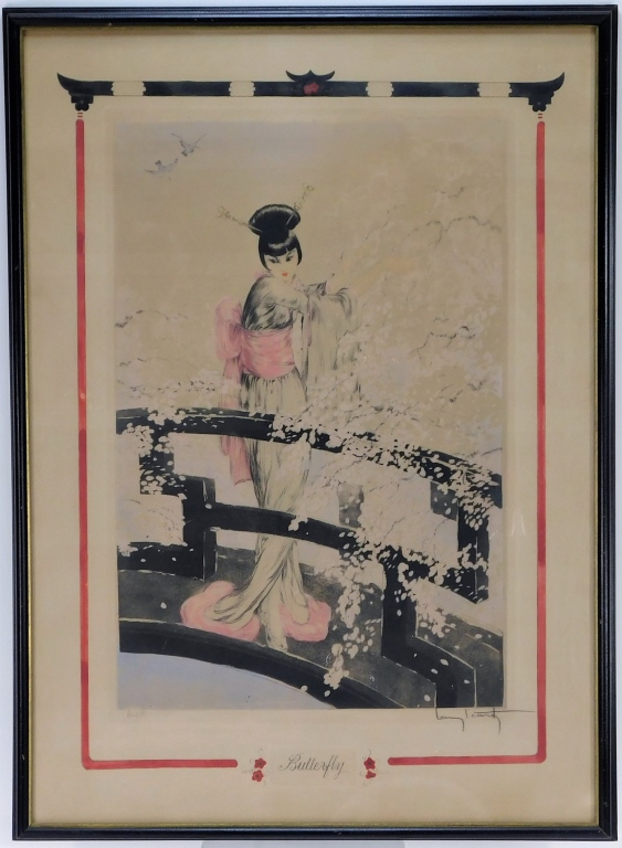 Appraisal: LOUIS ICART ART DECO MADAME BUTTERFLY LITHOGRAPH New York France