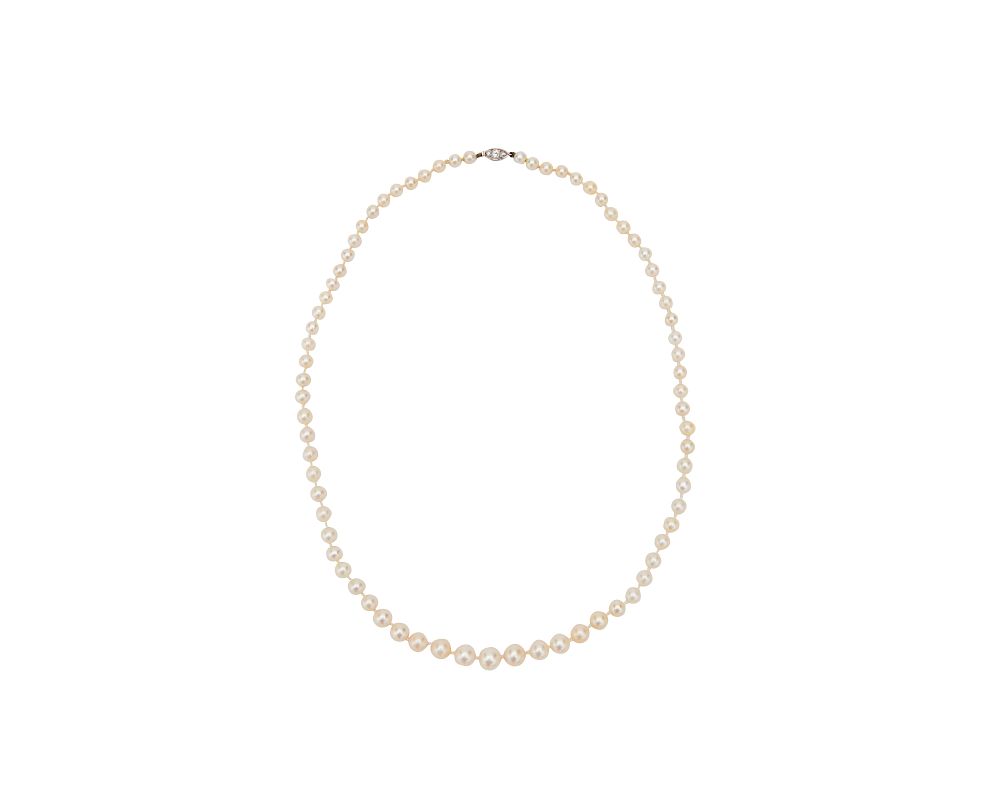 Appraisal: TIFFANY CO Natural Pearl Necklace TIFFANY CO Natural Pearl Necklace