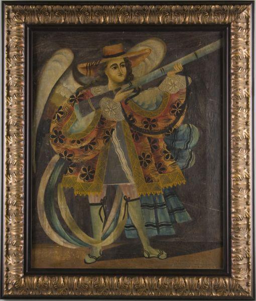 Appraisal: Cuzco School th c Archangel Michael oil on canvas unsigned