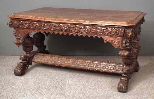 Appraisal: A th Century oak rectangular centre table with moulded edge