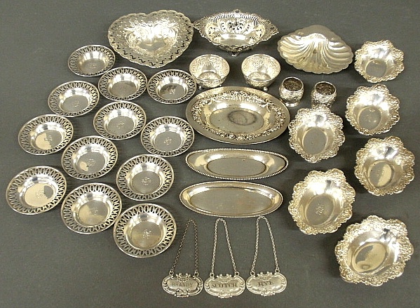 Appraisal: - Group of sterling silver tableware incl a heart-shaped dish