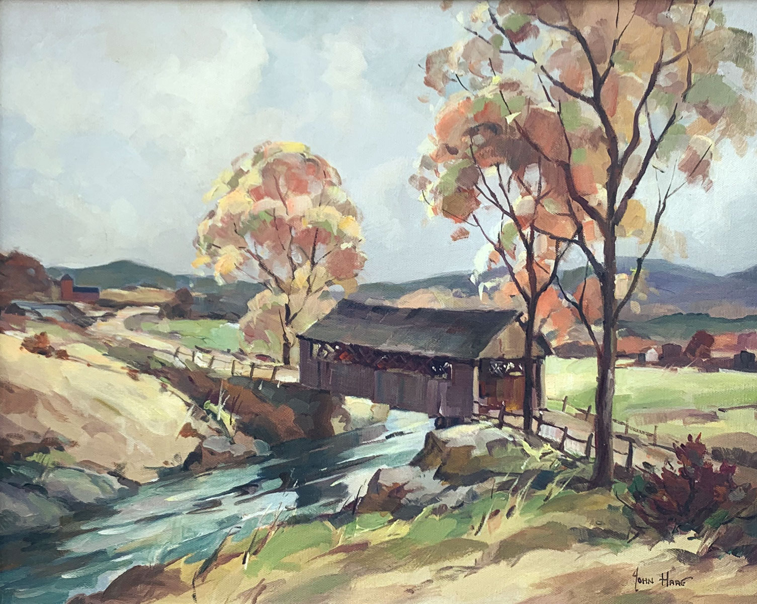 Appraisal: HARE John American - Old Covered Bridge - Vermont O