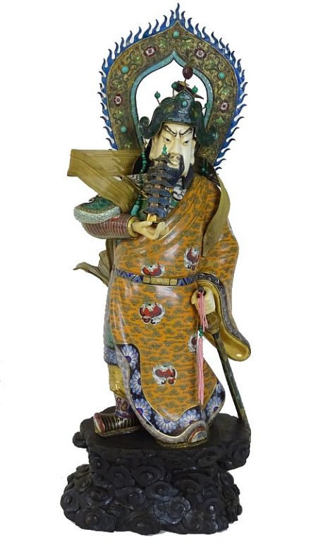 Appraisal: LARGE Chinese Emperor Cloisonne Warrior LARGE Chinese Emperor Cloisonne Warrior