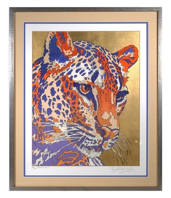 Appraisal: Serigraph print by Guillaume Azoulay Moroccan - titled Le Leopard