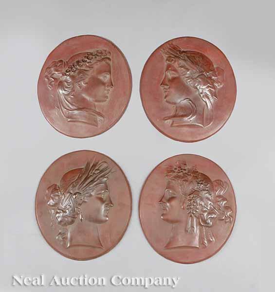 Appraisal: A Suite of Four Neoclassical-Style Terracotta Oval Plaques height in