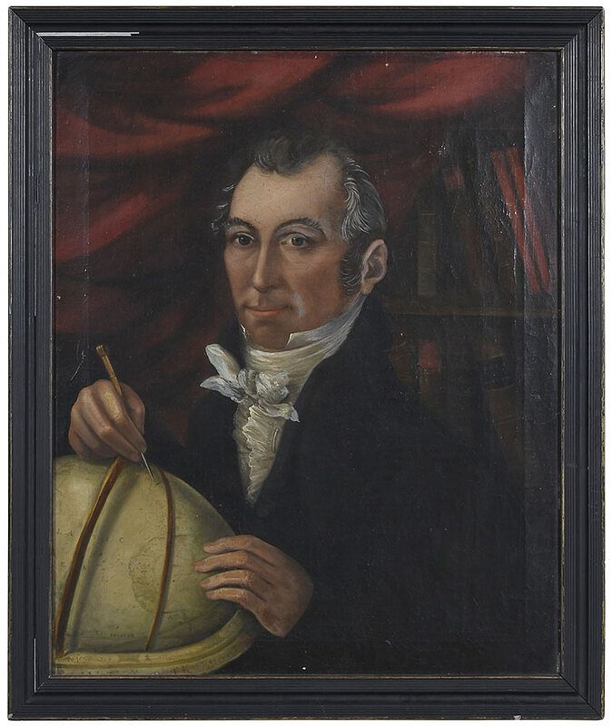 Appraisal: American School th century Portrait of a Geographer unsigned oil