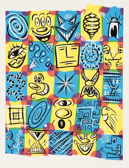 Appraisal: Kenny Scharf b check fest silkscreen printed in colors signed