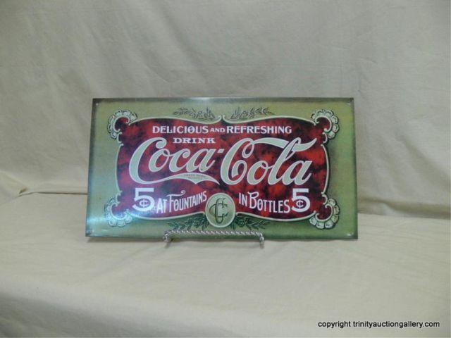 Appraisal: Coca-Cola Vintage Style Tin Advertising Sign authorized Coca-Cola tin sign