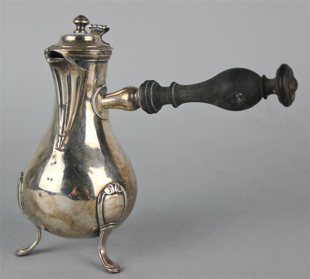 Appraisal: SMALL FRENCH SILVER FOOTED COFFEE POT th Century indistinct marks