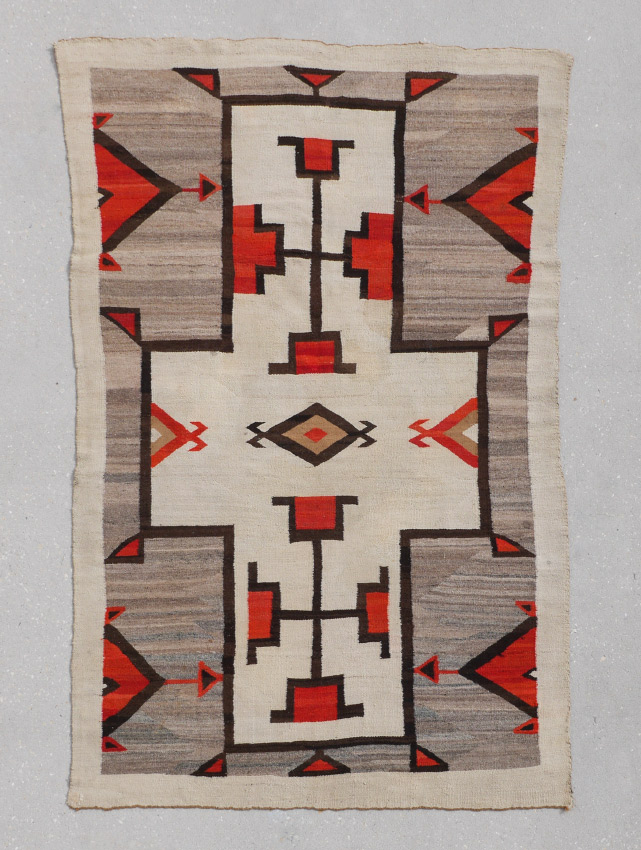 Appraisal: SEMI-ANTIQUE NATIVE AMERICAN NAVAJO HAND WOVEN WOOL RUG ' X