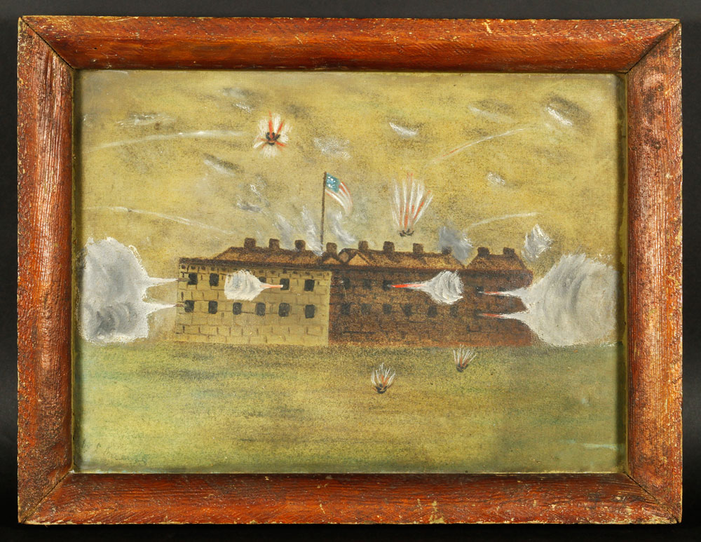 Appraisal: - Early th C Primative Painting of an American Fort