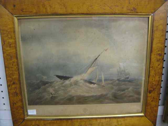 Appraisal: th Century Hand Colored Lithograph cutter yacht image area ''