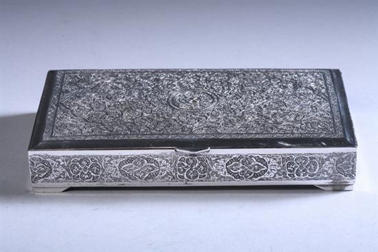 Appraisal: PERSIAN SILVER BOX Of rectangular outline chased with flowerhead and