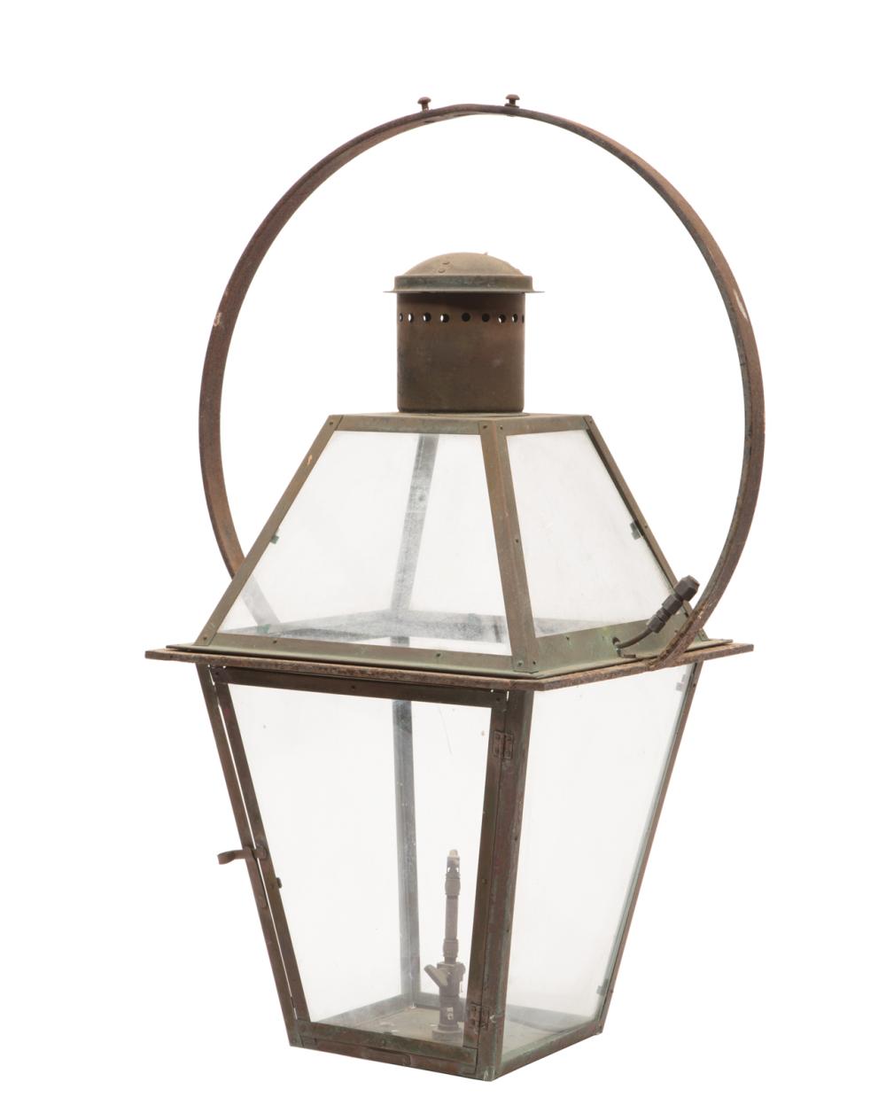 Appraisal: Bevolo Copper and Steel Hanging Lantern fitted for gas h