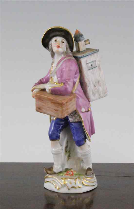 Appraisal: A Meissen porcelain figure of a hurdy-gurdy player early th