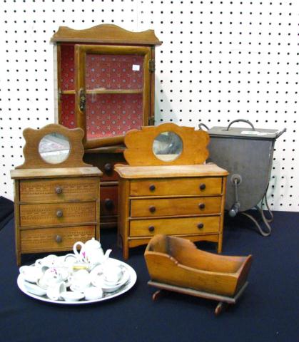 Appraisal: Group of Doll Furniture and Dishes including an '' high