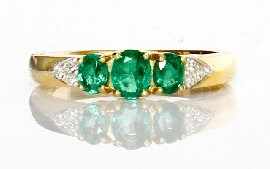 Appraisal: A ct gold emerald and six diamond ring size O