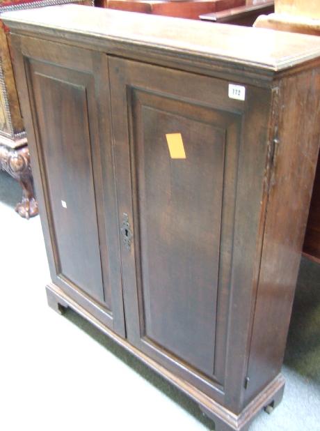 Appraisal: An oak two door shallow cabinet part th century