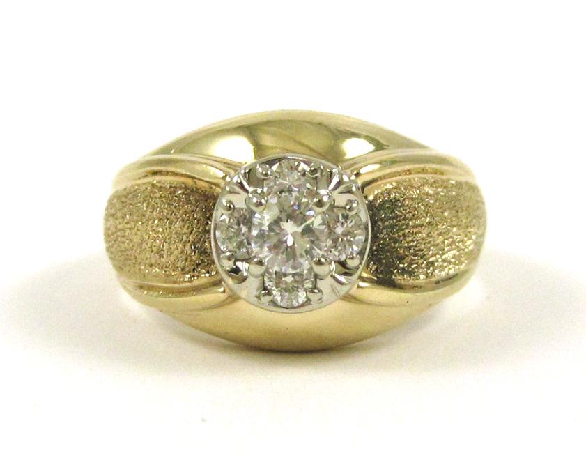 Appraisal: DIAMOND AND FOURTEEN KARAT GOLD RING with four round-cut diamonds