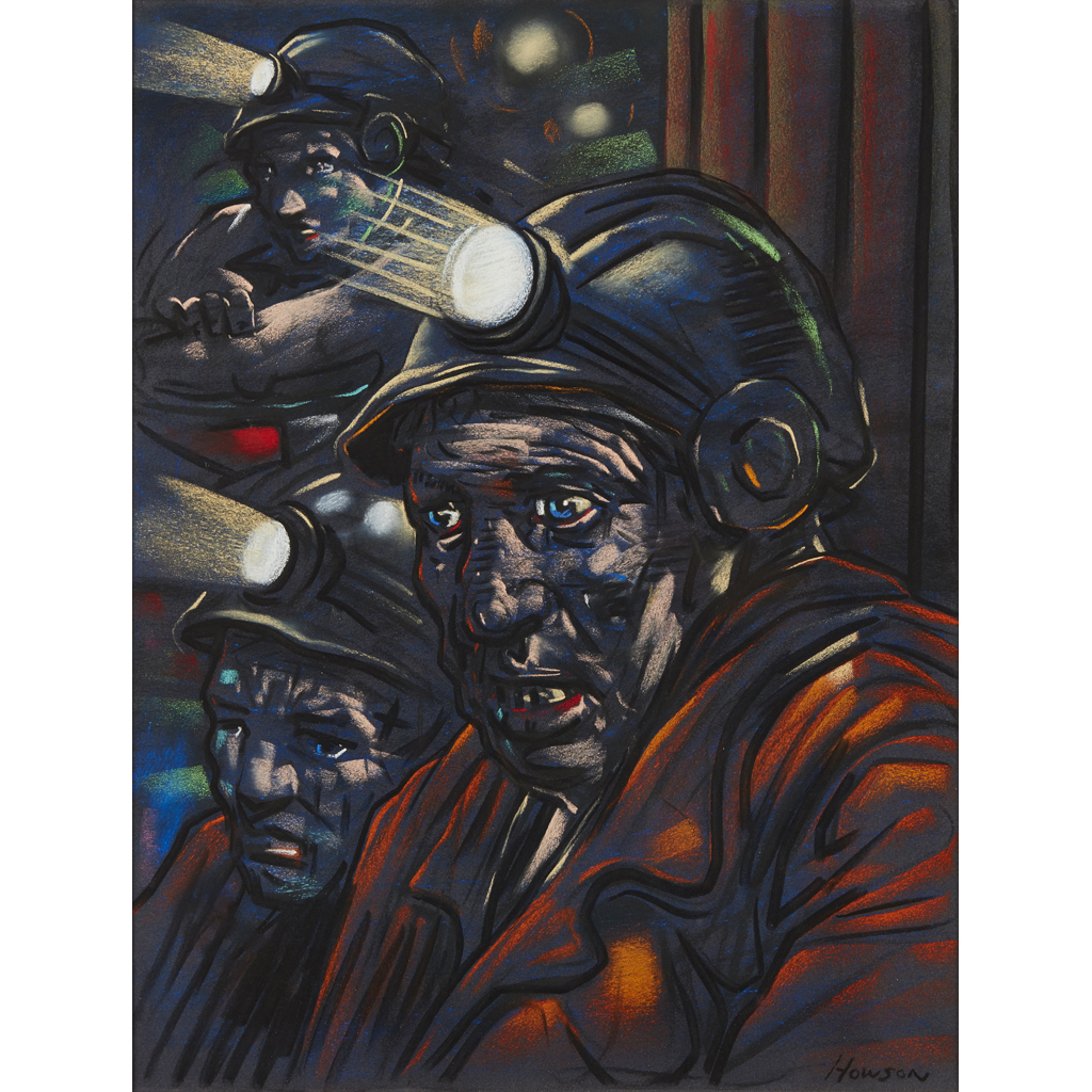 Appraisal: PETER HOWSON SCOTTISH B THE MINERS Signed pastel cm x