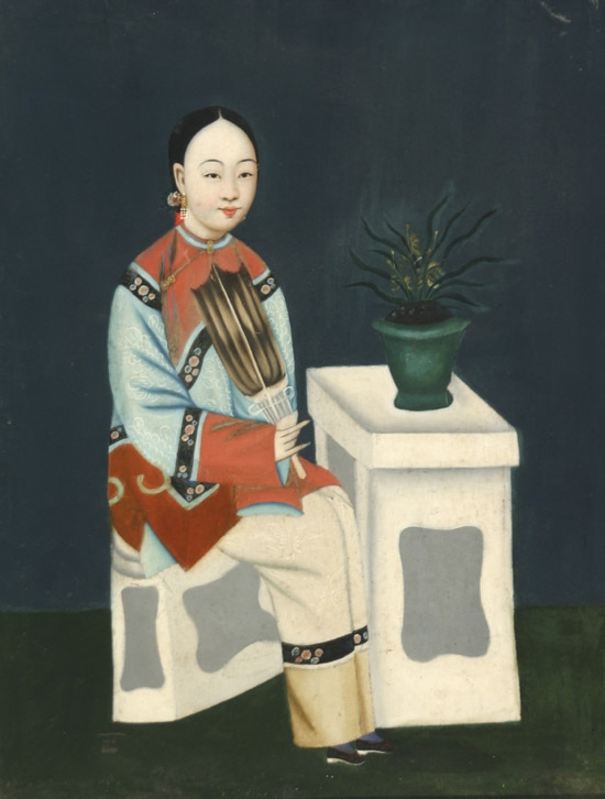 Appraisal: Manner of Lam Qua Chinese Circa Lady Seated Holding a