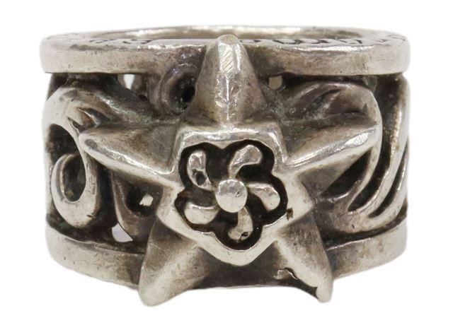 Appraisal: Chrome Hearts sterling silver ring with five-pointed star openwork band