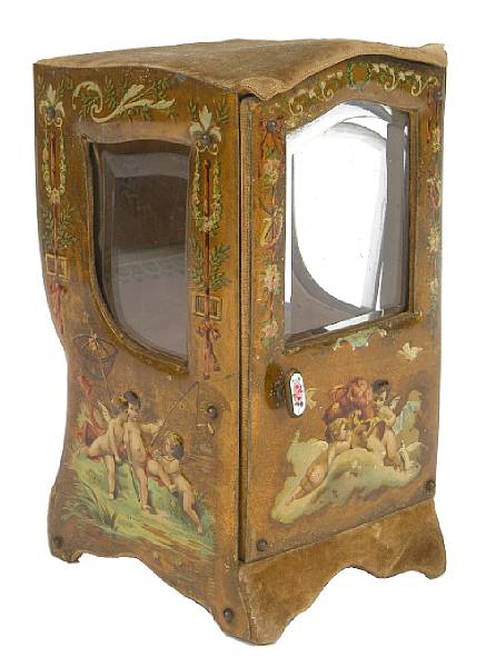 Appraisal: A French laquered miniature sedan chair height in width in