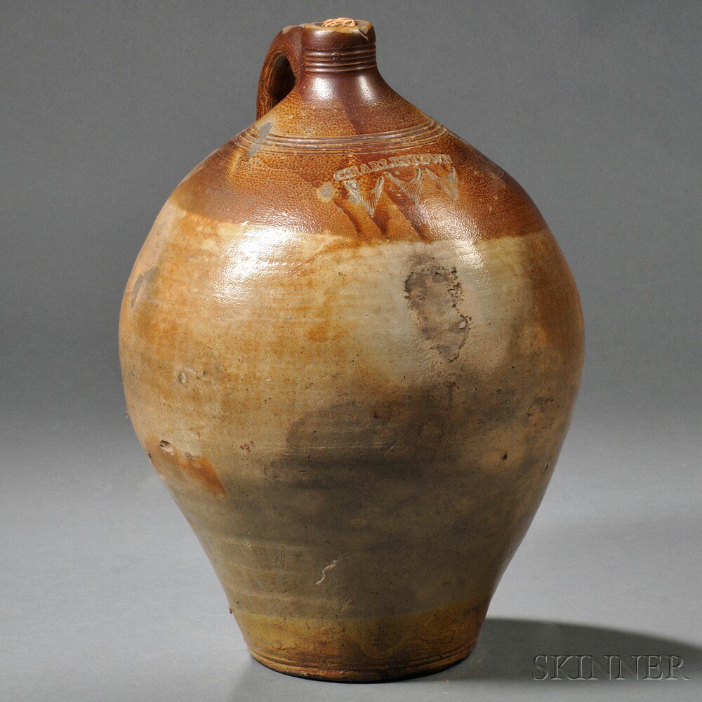 Appraisal: Charlestown Pottery Stoneware Jug Frederick Carpenter Charlestown Massachusetts -c ovoid