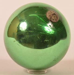 Appraisal: Antique Green Blown Glass Ball Form German Kugel diameter