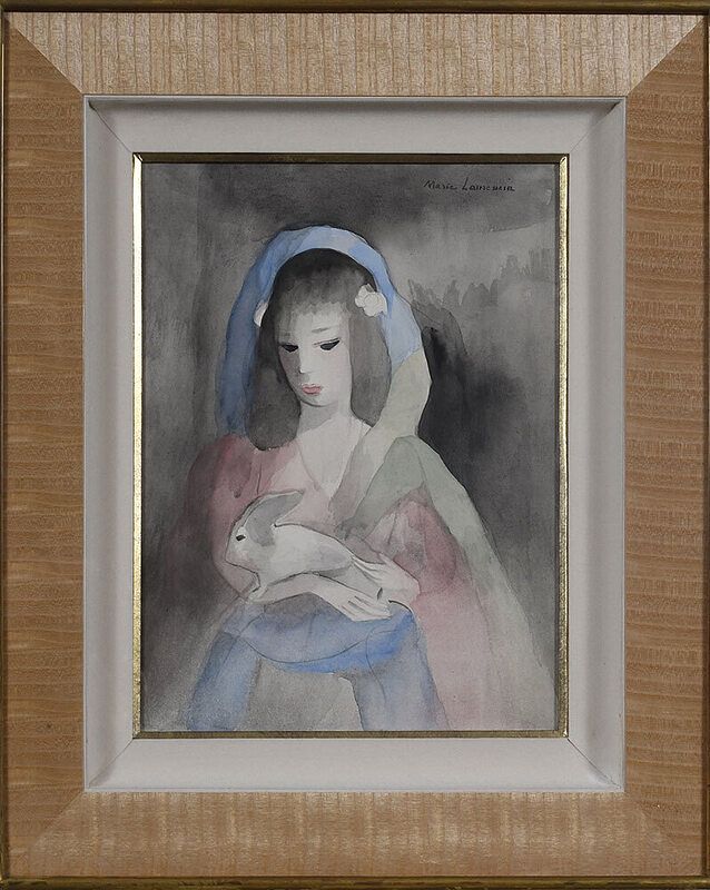 Appraisal: Marie Laurencin French - Femme tenant un lapin Woman Holding