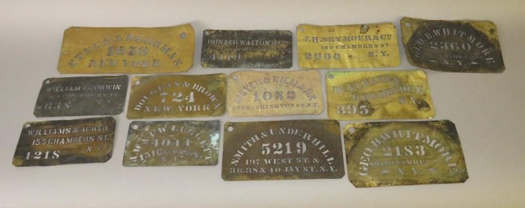 Appraisal: BRASS FACTORY BOX STENCILS FROM NEW YORK CITYca - all