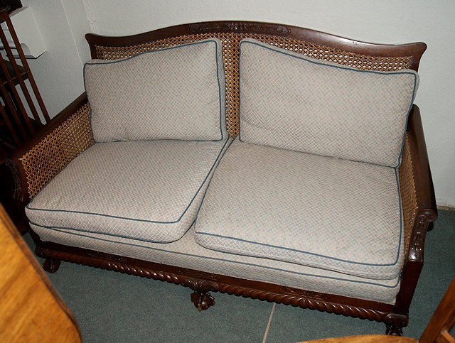 Appraisal: Mahogany Bergere suitecirca two seater sofa and a pair of