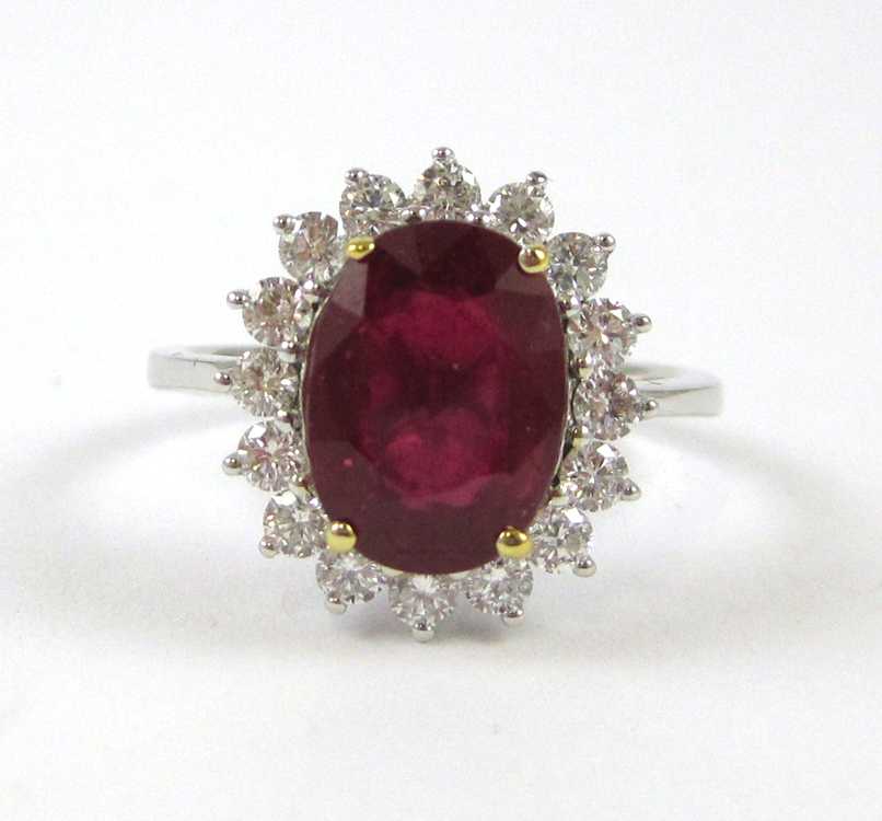 Appraisal: RUBY DIAMOND AND FOURTEEN KARAT GOLD RING The white and