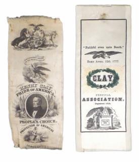 Appraisal: Henry Clay Comprises Silk campaign ribbon imprinted with four vignettes