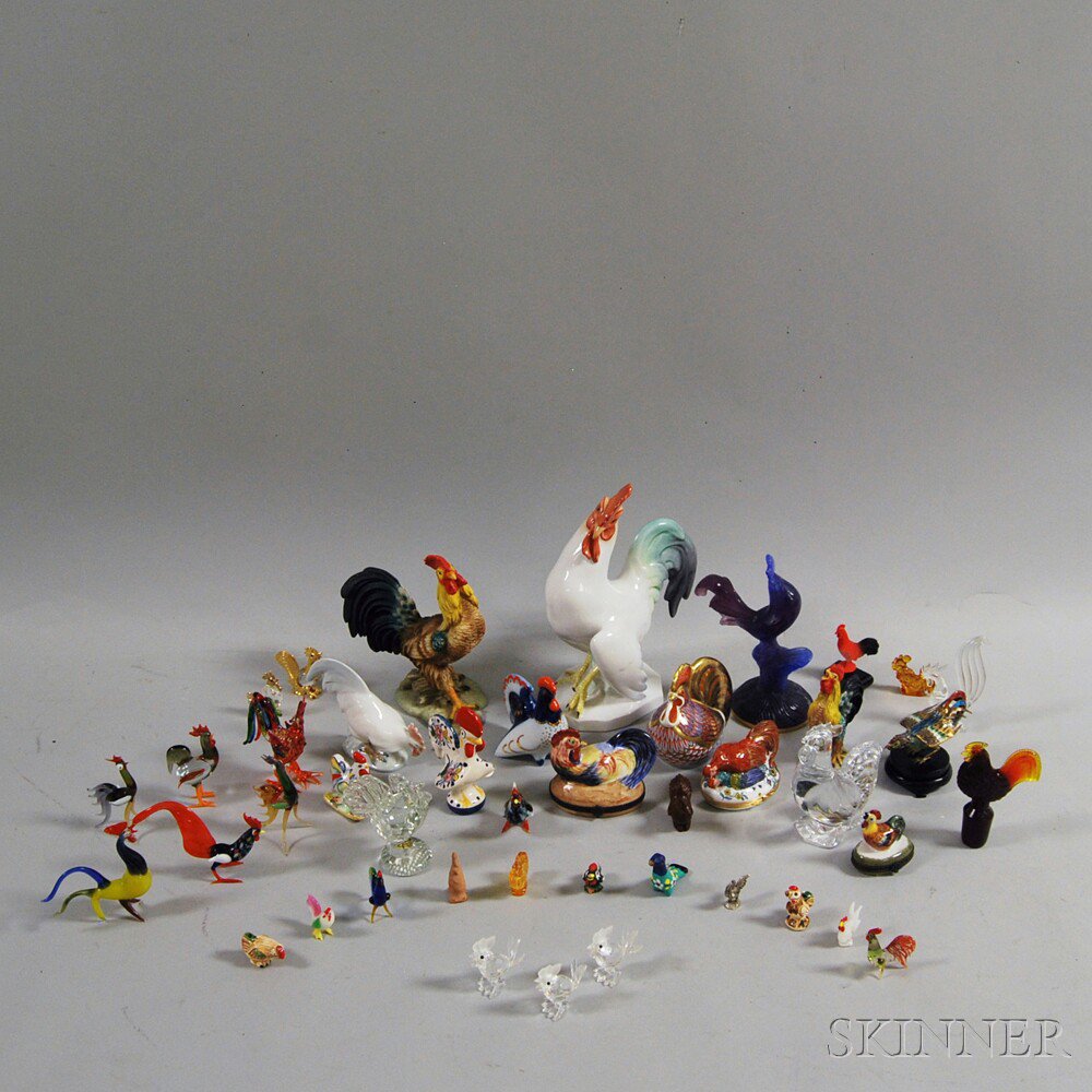 Appraisal: Collection of Mostly Ceramic and Glass Roosters makers include Royal