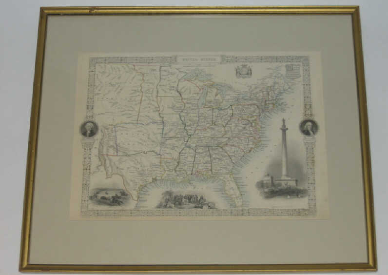 Appraisal: J RAPKIN UNITED STATES engraved John Tallis map with light