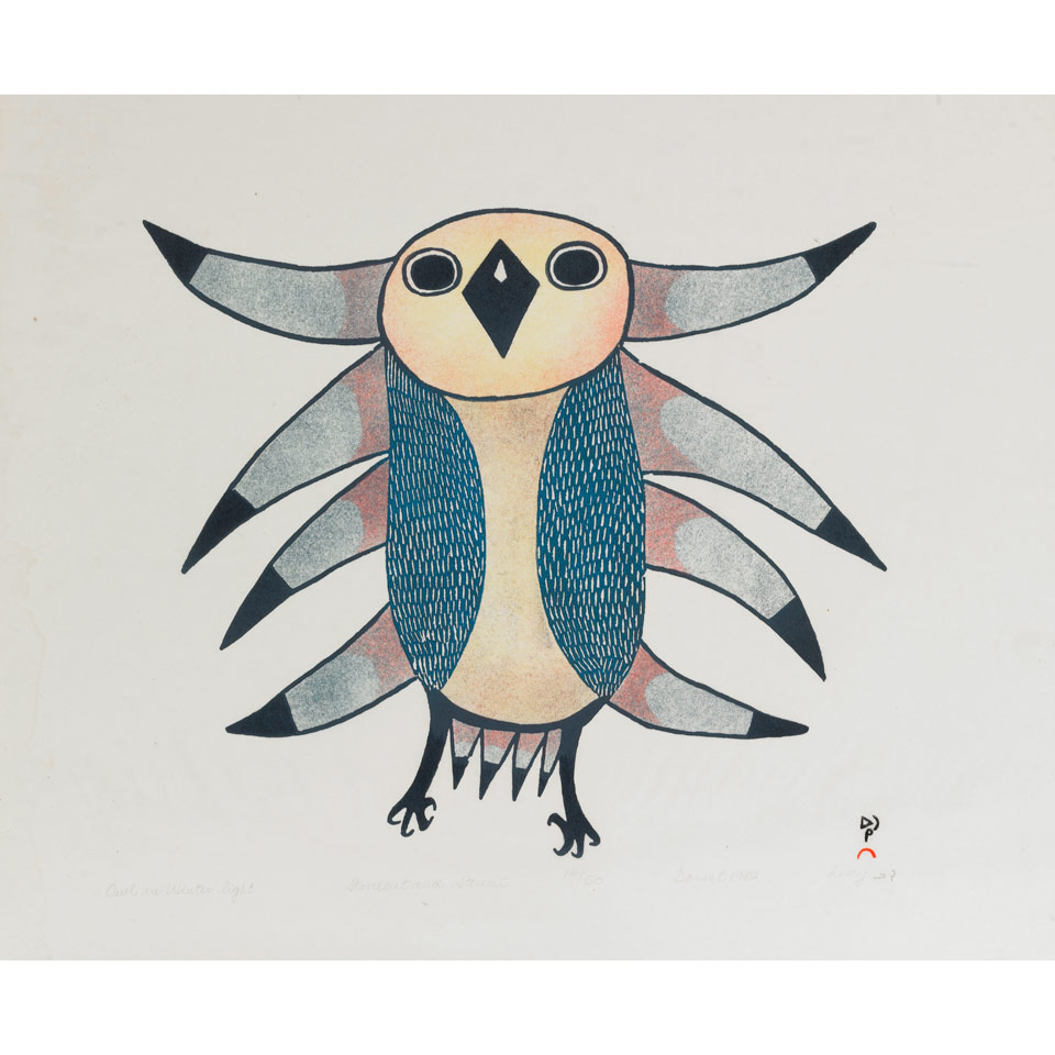 Appraisal: LUCY QINNUAYUAK - E - Cape Dorset OWL IN WINTER