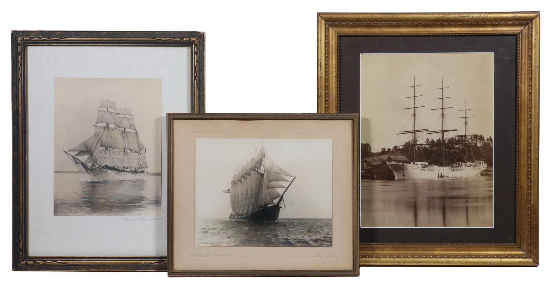 Appraisal: EARLY MAINE PHOTOGRAPHS OF SAILING SHIPS FRAMED Vintage Photographs circa